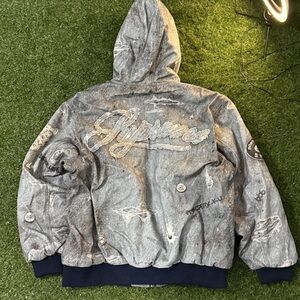 Supreme Distressed Gray Hooded Jacket